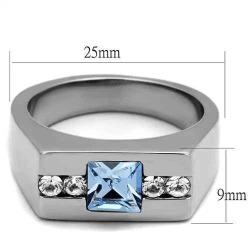 TK2307 High polished no plating Stainless Steel Ring with Top Grade Crystal in Aquamarine Alamode Rings