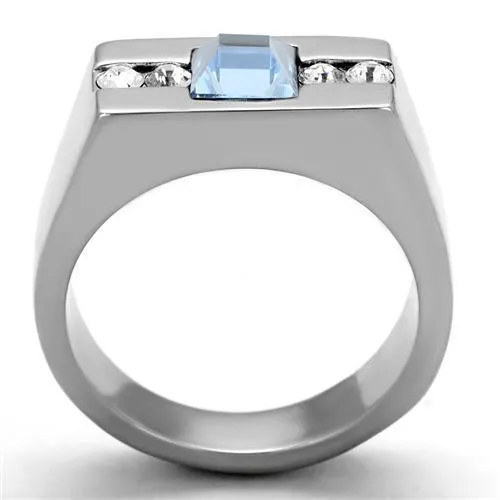 TK2307 High polished no plating Stainless Steel Ring with Top Grade Crystal in Aquamarine Alamode Rings