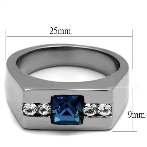 TK2307 High polished no plating Stainless Steel Ring with Top Grade Crystal in Aquamarine Alamode Rings