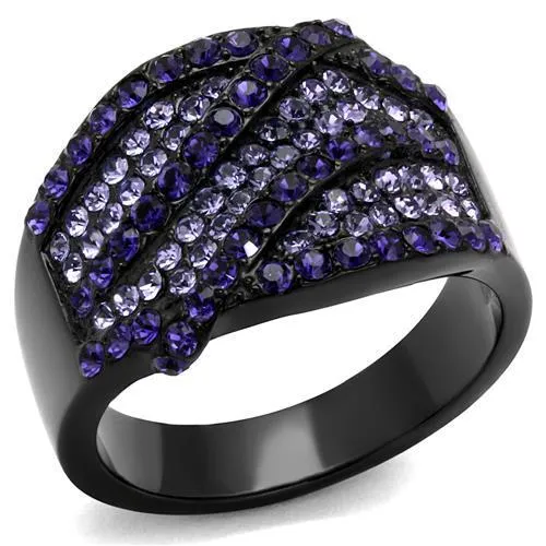 TK2551 IP BlackIon Plating Stainless Steel Ring with Top Grade Crystal in Multi Color Alamode Rings TK2551 IP BlackIon Plating Stainless Steel Ring with Top Grade Crystal in Multi Color Alamode Rings