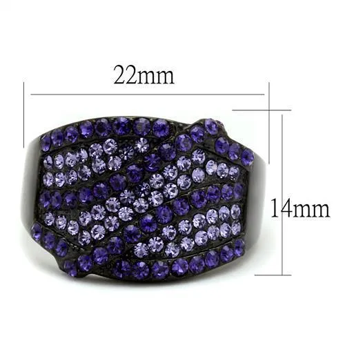TK2551 IP BlackIon Plating Stainless Steel Ring with Top Grade Crystal in Multi Color Alamode Rings