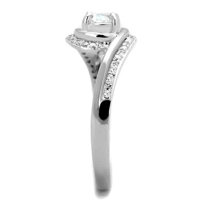 TS397 Rhodium 925 Sterling Silver Ring with AAA Grade CZ in Clear Alamode Rings