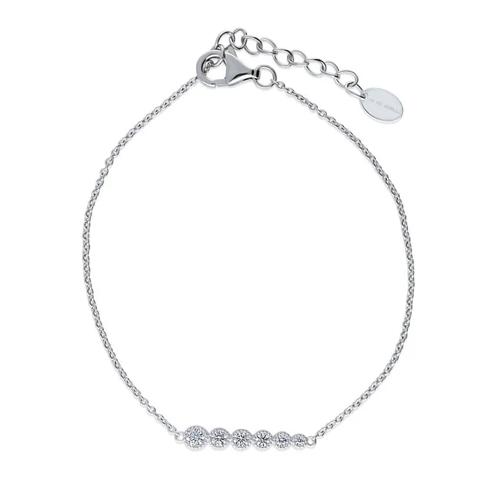 BERRICLE Bracelets Bubble Bar CZ Rolo Chain Bracelet in Sterling Silver