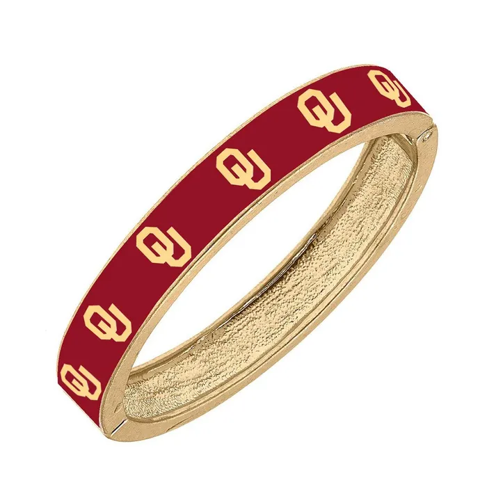 Bracelets Judson Co Collegiate Gold Football Hinged Bangle Bracelet Oklahoma Red Bracelets Judson Co Collegiate Gold Football Hinged Bangle Bracelet Oklahoma Red