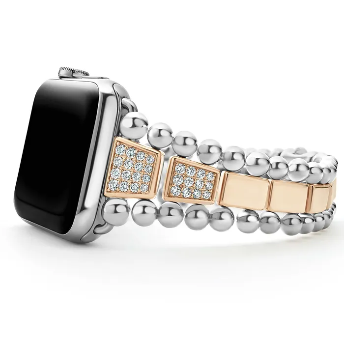 Bracelets LAGOS Smart Caviar 18K Rose Gold and Sterling Silver Half Diamond Watch Bracelet4249mm Bracelets LAGOS Smart Caviar 18K Rose Gold and Sterling Silver Half Diamond Watch Bracelet4249mm
