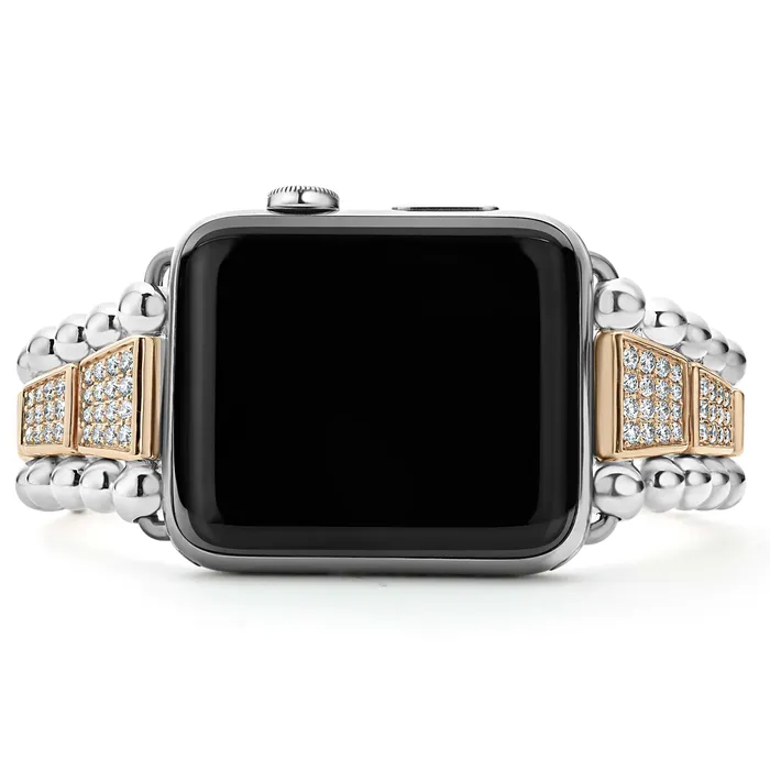 Bracelets LAGOS Smart Caviar 18K Rose Gold and Sterling Silver Half Diamond Watch Bracelet4249mm Bracelets LAGOS Smart Caviar 18K Rose Gold and Sterling Silver Half Diamond Watch Bracelet4249mm