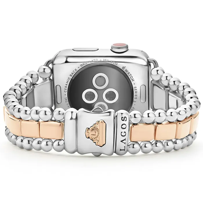 Bracelets LAGOS Smart Caviar 18K Rose Gold and Sterling Silver Half Diamond Watch Bracelet4249mm Bracelets LAGOS Smart Caviar 18K Rose Gold and Sterling Silver Half Diamond Watch Bracelet4249mm