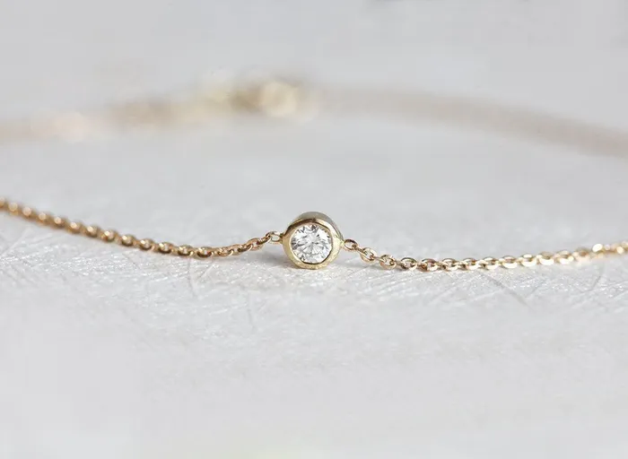 Capucinne Diamond Solitaire Bracelet Delicate Gold Bracelet Bracelets