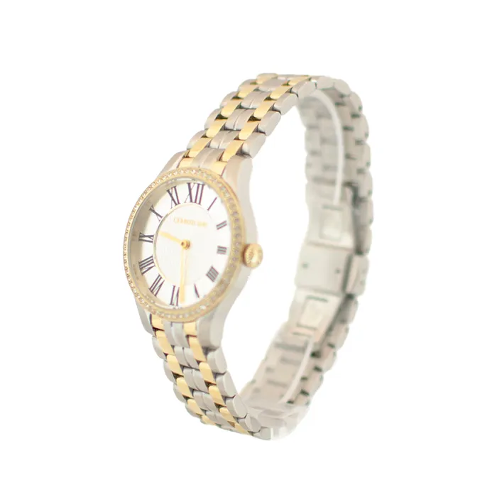 Cerruti Ladies Stainless Steel Watch With White Dial GoldPlated Bracelet And Case Cerruti Bracelets Cerruti Ladies Stainless Steel Watch With White Dial GoldPlated Bracelet And Case Cerruti Bracelets
