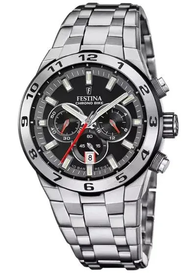 Festina Bracelets Festina Chrono Bike Genta Black Dial Stainless Steel Bracelet Watch Festina Bracelets Festina Chrono Bike Genta Black Dial Stainless Steel Bracelet Watch