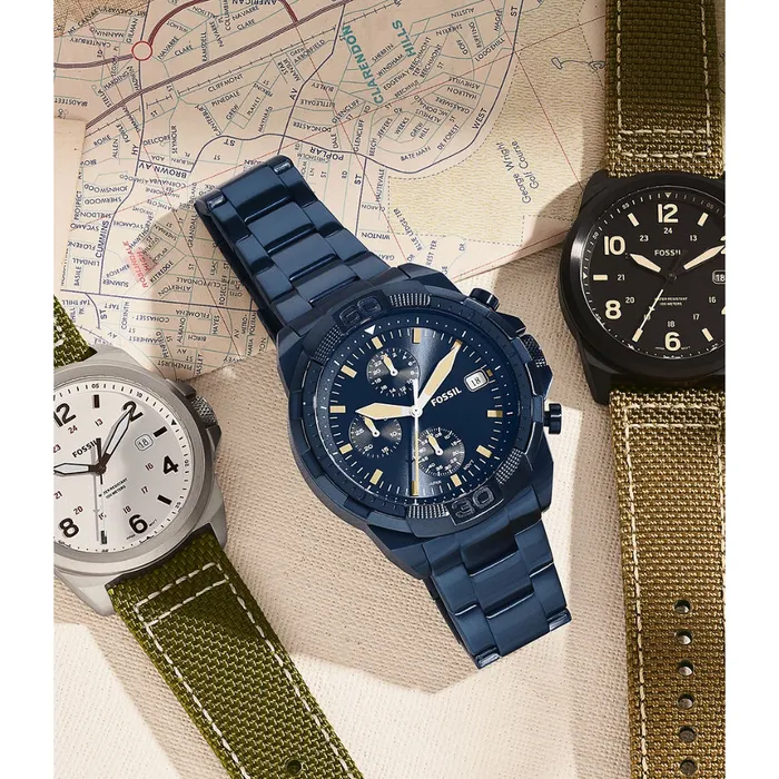 Fossil Bracelets Fossil Bronson Mens Chronograph Navy Stainless Steel Watch Fossil Bracelets Fossil Bronson Mens Chronograph Navy Stainless Steel Watch
