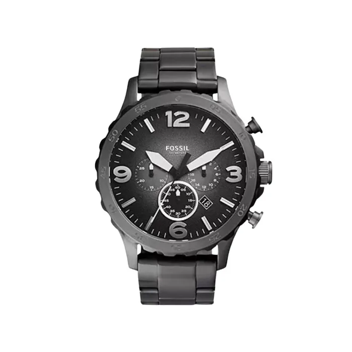 Fossil Mens Nate Chronograph Smoke Stainless Steel Watch Fossil Bracelets