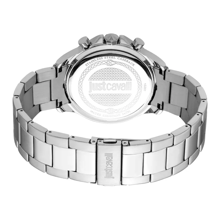 Just Cavalli Mens Chronograph Watch with Silver Color Case and Stainless Steel Metal Bracelet Just Cavalli Bracelets