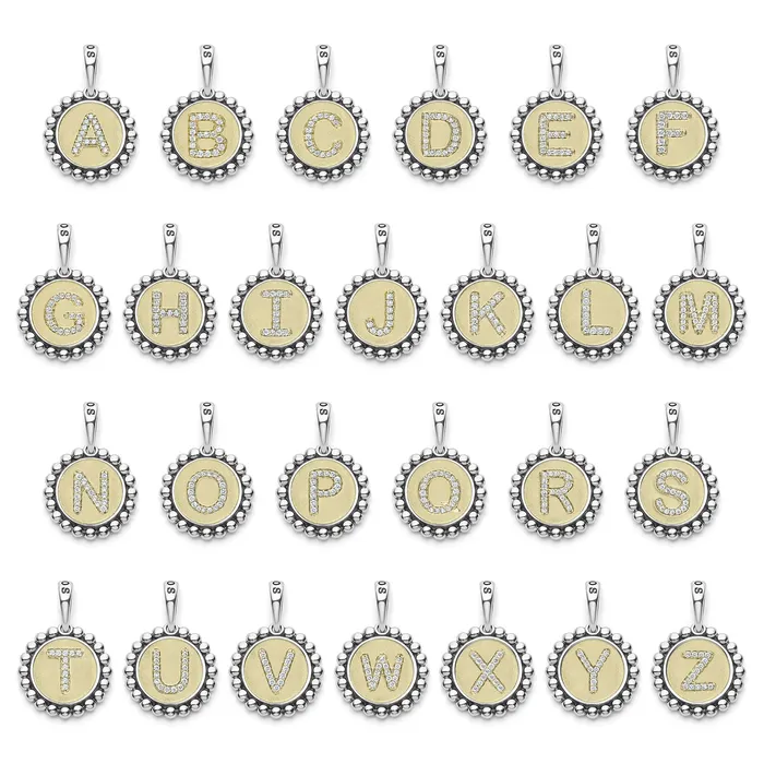lagosdev Charm Necklaces Signature Caviar Diamond J Initial Charm lagosdev Charm Necklaces Signature Caviar Diamond J Initial Charm