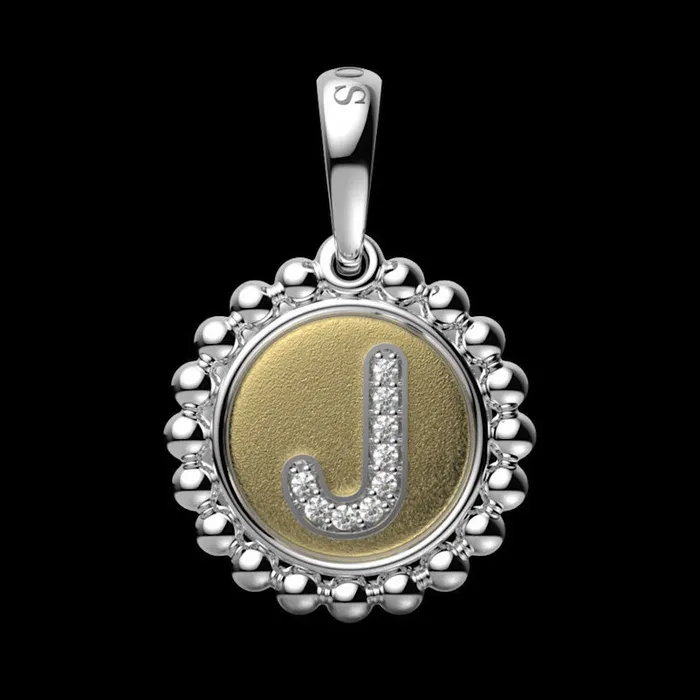 lagosdev Charm Necklaces Signature Caviar Diamond J Initial Charm lagosdev Charm Necklaces Signature Caviar Diamond J Initial Charm