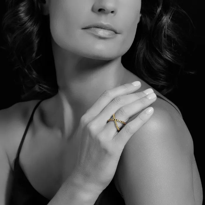 LAGOS PreStyled Sets Caviar Gold 18K Gold X Black Diamond Ring LAGOS PreStyled Sets Caviar Gold 18K Gold X Black Diamond Ring