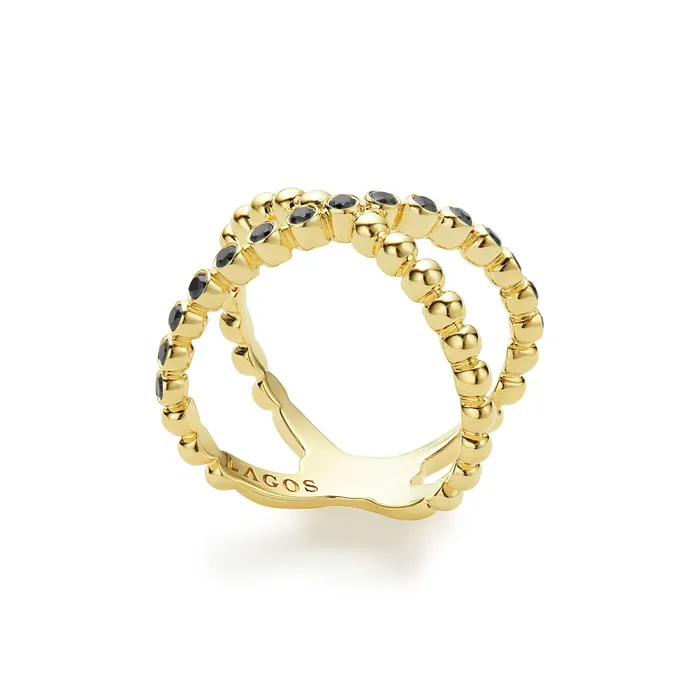LAGOS PreStyled Sets Caviar Gold 18K Gold X Black Diamond Ring LAGOS PreStyled Sets Caviar Gold 18K Gold X Black Diamond Ring