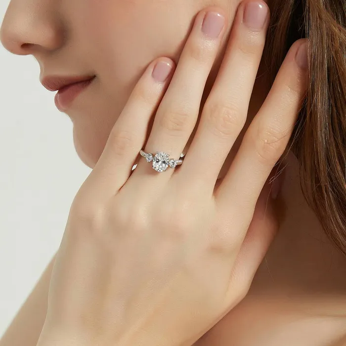 Rings BERRICLE 3Stone Cable 18ct Oval CZ Ring in Sterling Silver