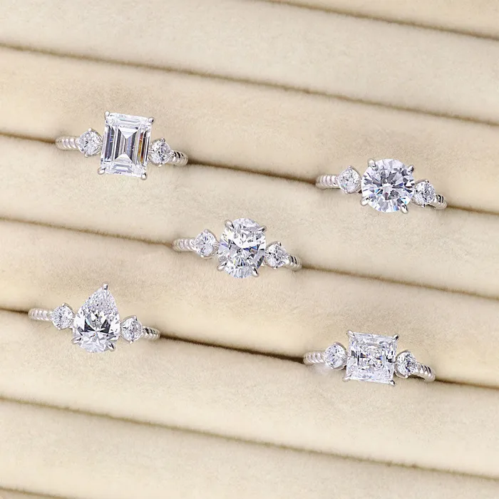 Rings BERRICLE 3Stone Cable 18ct Oval CZ Ring in Sterling Silver