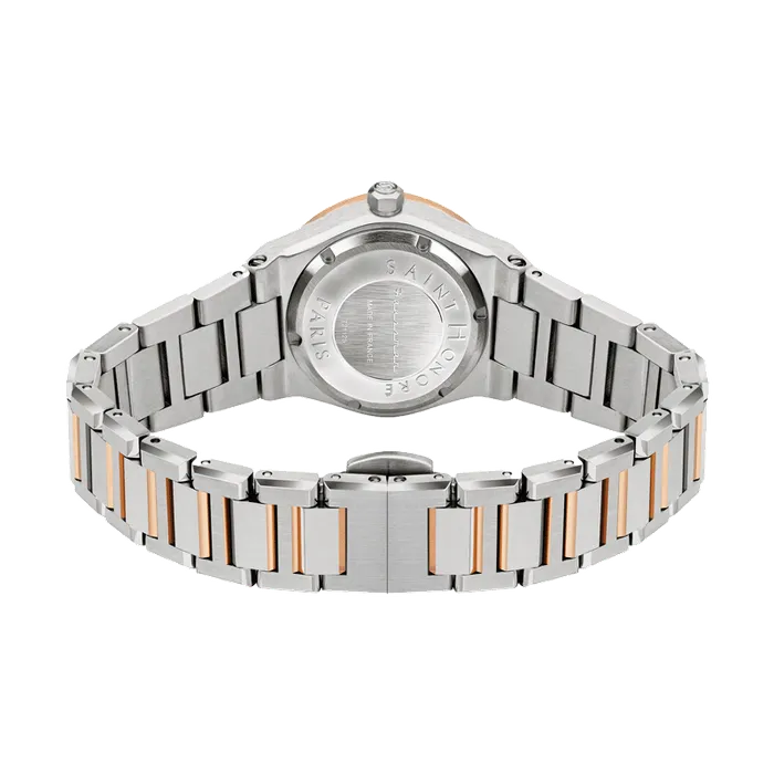 Saint Honore New Haussman Womens White MOP Dial Silver Rose Gold Watch Saint Honore Earrings