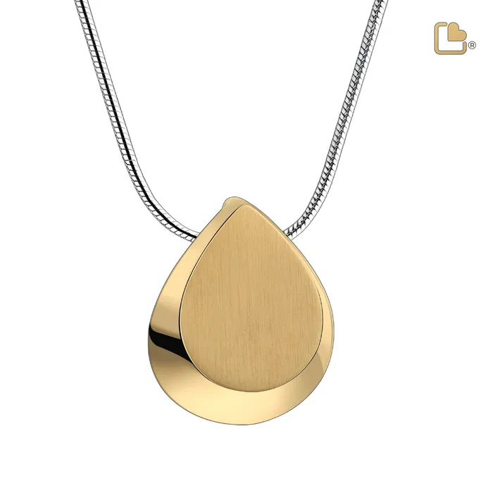 Drop Ashes Pendant Polished Brushed Gold Vermeil LoveUrns Treasure PreStyled Sets Drop Ashes Pendant Polished Brushed Gold Vermeil LoveUrns Treasure PreStyled Sets