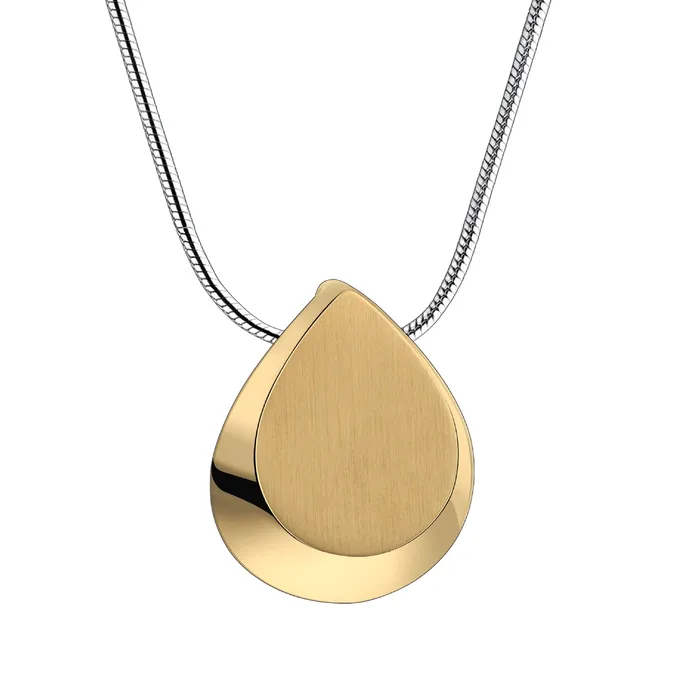 Drop Ashes Pendant Polished Brushed Gold Vermeil LoveUrns Treasure PreStyled Sets