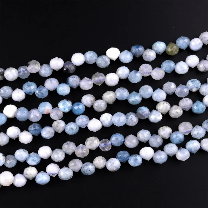 Earrings Intrinsic Trading Natural Aquamarine Faceted 6mm Rounded Briolette Teardrop Beads Good For Earrings 155 Strand