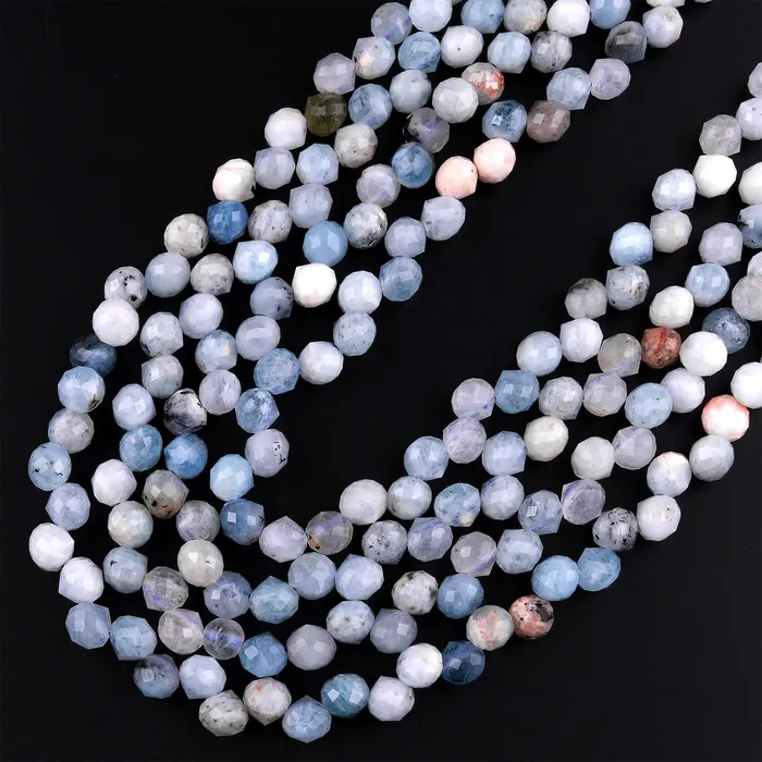 Earrings Intrinsic Trading Natural Aquamarine Faceted 6mm Rounded Briolette Teardrop Beads Good For Earrings 155 Strand
