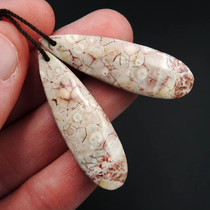 Earrings Intrinsic Trading Natural Galaxy Jasper Earring Pair Teardrop Cabochon Cab Pair Drilled Matched Earrings Bead Pair Natural Stone E2718