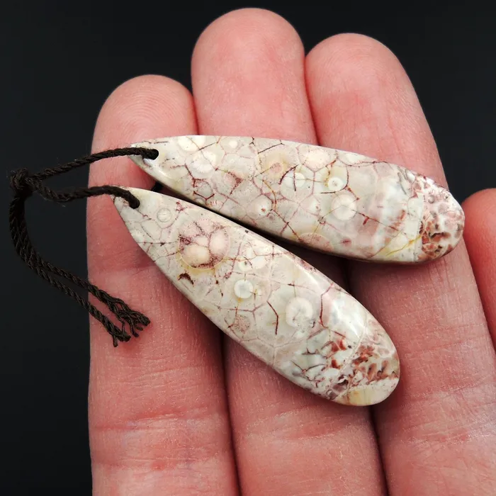 Earrings Intrinsic Trading Natural Galaxy Jasper Earring Pair Teardrop Cabochon Cab Pair Drilled Matched Earrings Bead Pair Natural Stone E2718