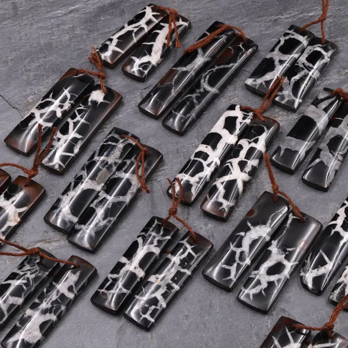Earrings Intrinsic Trading Natural Septarian Fossil Earring Pair Cabochon Cab Pair Drilled Rectangle Matched Earrings Black White Pattern Bead Pair Earrings Intrinsic Trading Natural Septarian Fossil Earring Pair Cabochon Cab Pair Drilled Rectangle Matched Earrings Black White Pattern Bead Pair