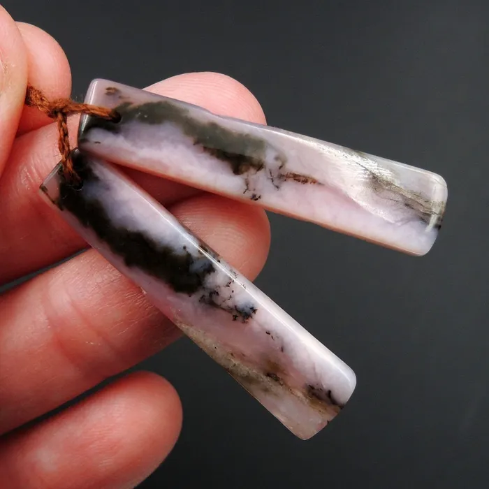 Earrings Intrinsic Trading Pink Opal Earring Pair Rectangle Cabochon Cab Pair Drilled Matched Earrings Natural Bead Pair E2641