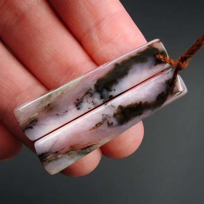 Earrings Intrinsic Trading Pink Opal Earring Pair Rectangle Cabochon Cab Pair Drilled Matched Earrings Natural Bead Pair E2641