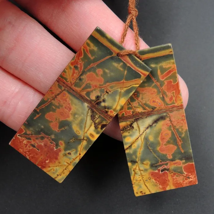 Earrings Intrinsic Trading Red Creek Jasper Earring Pair Flat Rectangle Cabochon Cab Pair Drilled Matched Earrings Natural Stone Bead Pair E2787 Earrings Intrinsic Trading Red Creek Jasper Earring Pair Flat Rectangle Cabochon Cab Pair Drilled Matched Earrings Natural Stone Bead Pair E2787