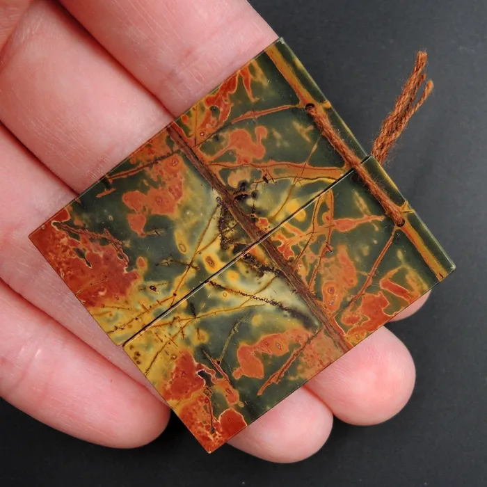Earrings Intrinsic Trading Red Creek Jasper Earring Pair Flat Rectangle Cabochon Cab Pair Drilled Matched Earrings Natural Stone Bead Pair E2787