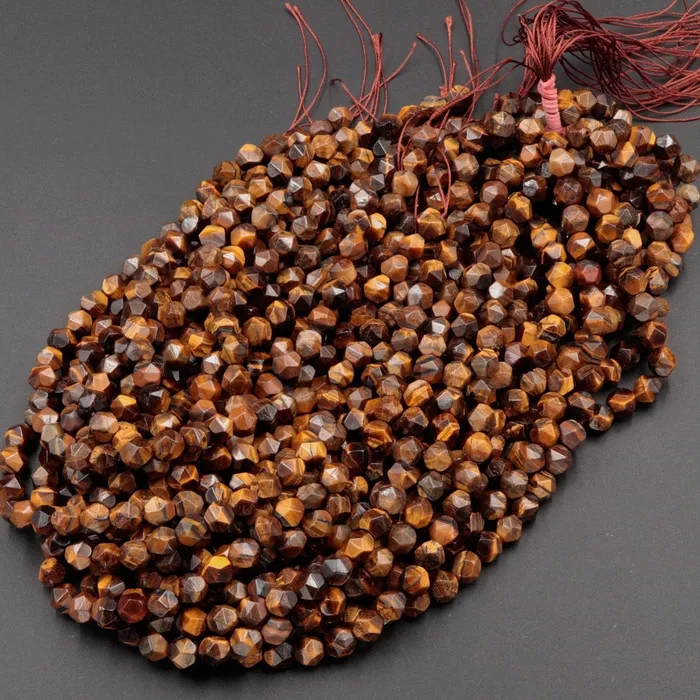 Earrings Intrinsic Trading Star Cut Natural Tiger Eye Beads Faceted 6mm 8mm 10mm Rounded Nugget Sharp Facets 15 Strand