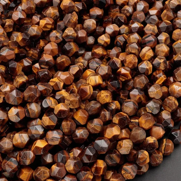 Earrings Intrinsic Trading Star Cut Natural Tiger Eye Beads Faceted 6mm 8mm 10mm Rounded Nugget Sharp Facets 15 Strand