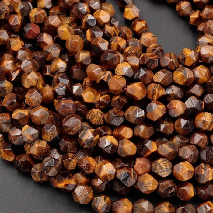 Earrings Intrinsic Trading Star Cut Natural Tiger Eye Beads Faceted 6mm 8mm 10mm Rounded Nugget Sharp Facets 15 Strand