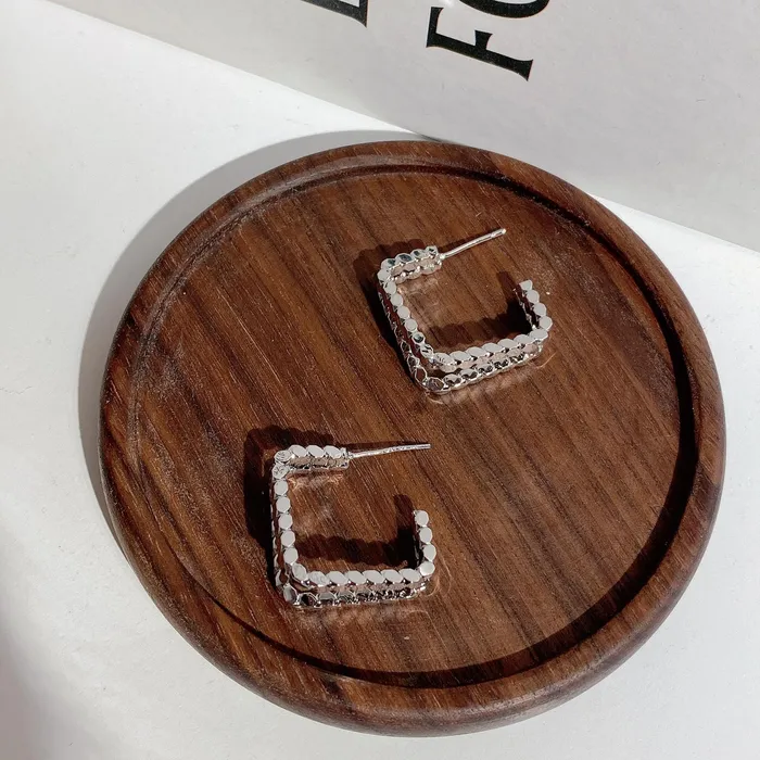 Earrings Retro Sterling Silver Braided Square Earrings Refined by AnnaKaci