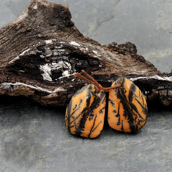 Intrinsic Trading Drilled Rare Natural Utah Black Feather Jasper Earring Cabochon Cab Pair Freeform Matched Bead Pair American Jasper Earrings Intrinsic Trading Drilled Rare Natural Utah Black Feather Jasper Earring Cabochon Cab Pair Freeform Matched Bead Pair American Jasper Earrings
