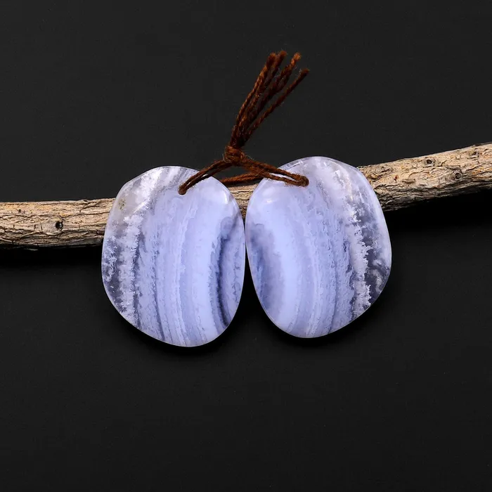 Intrinsic Trading Earrings Natural Blue Lace Agate Earring Pair Gemstone Matched Freeform Beads A3 Intrinsic Trading Earrings Natural Blue Lace Agate Earring Pair Gemstone Matched Freeform Beads A3