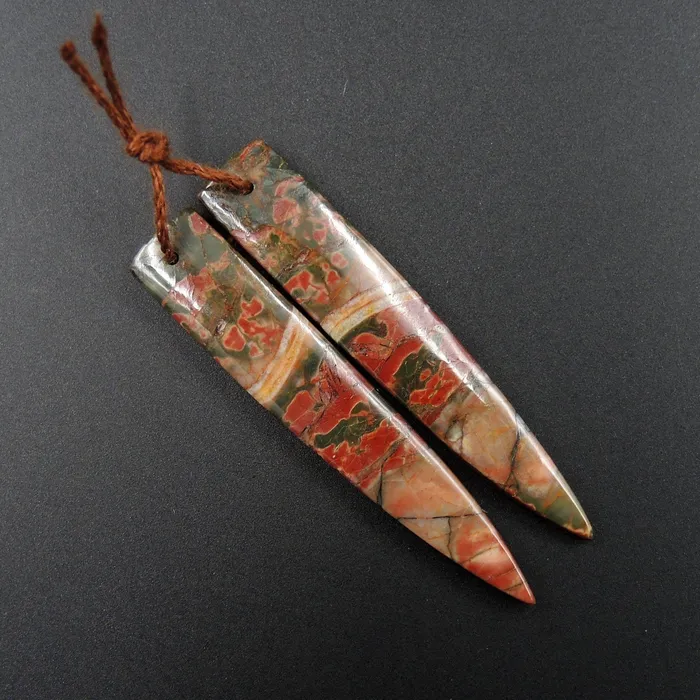 Intrinsic Trading Earrings Natural Red Creek Jasper Earring Pair Cabochon Cab Pair Drilled Dagger Matched Earrings Bead Pair E2023 Intrinsic Trading Earrings Natural Red Creek Jasper Earring Pair Cabochon Cab Pair Drilled Dagger Matched Earrings Bead Pair E2023