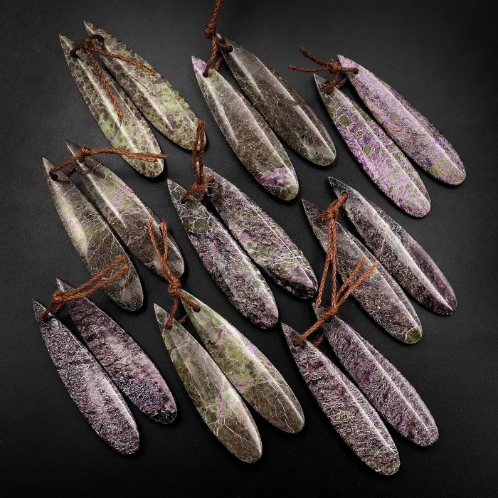 Intrinsic Trading Natural Atlantisite Stichtite Earring Pair Teardrop Matched Gemstone Earrings