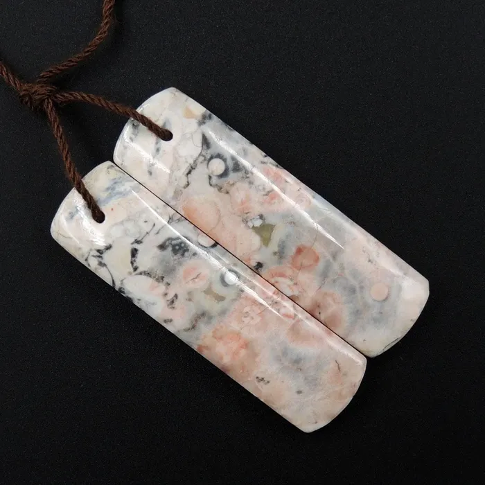 Natural Galaxy Jasper Earring Pair Rectangle Cabochon Cab Pair Drilled Matched Earrings Bead Pair Natural Stone E2677 Intrinsic Trading Earrings
