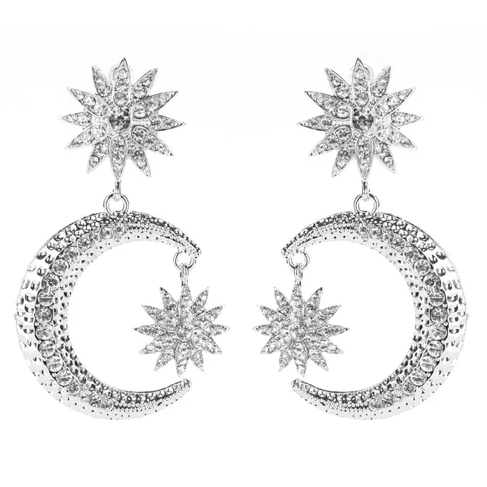 Star and Moon Crystal Embellished Dangle Earrings Refined by AnnaKaci Earrings Star and Moon Crystal Embellished Dangle Earrings Refined by AnnaKaci Earrings