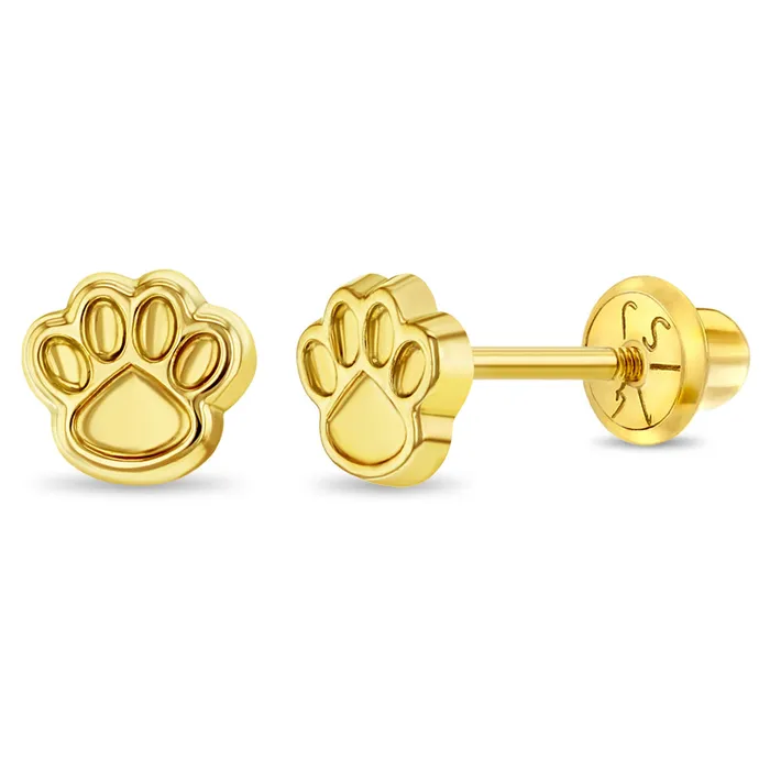 14k Gold Dog Paw Baby Toddler Kids Earrings Safety Screw Back Baby Screw Back Earrings Earrings 14k Gold Dog Paw Baby Toddler Kids Earrings Safety Screw Back Baby Screw Back Earrings Earrings