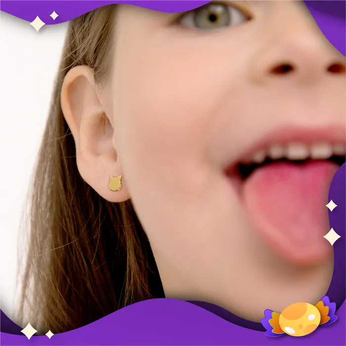 14k Gold Frightful Kitty Earrings Split Earrings