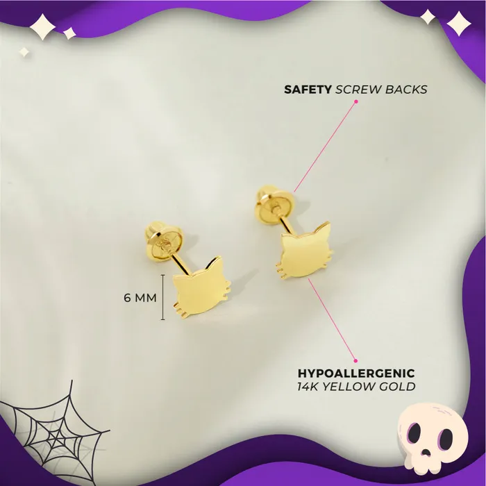 14k Gold Frightful Kitty Earrings Split Earrings