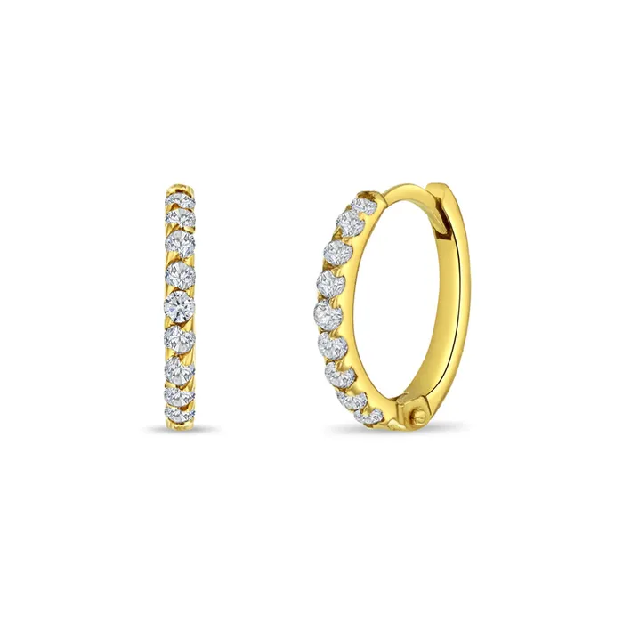 14k Gold Pave Classic Clear CZ Womens Earrings Womens Earrings Earrings