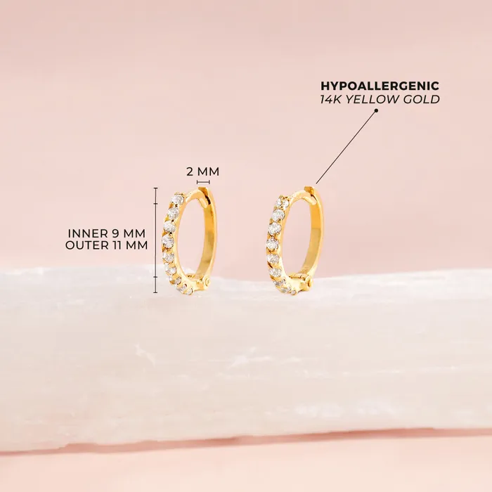 14k Gold Pave Classic Clear CZ Womens Earrings Womens Earrings Earrings